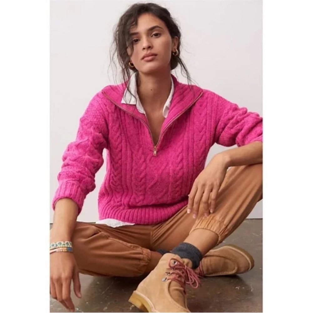 Anthropologie Fuchsia Cable Knit Women's Sweater